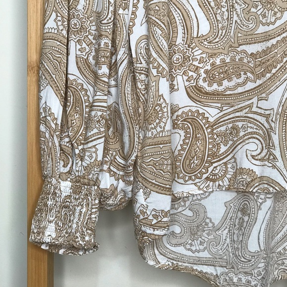 SOLD Country Road Beige Paisley Print Top 4 - Picture 9 of 13
